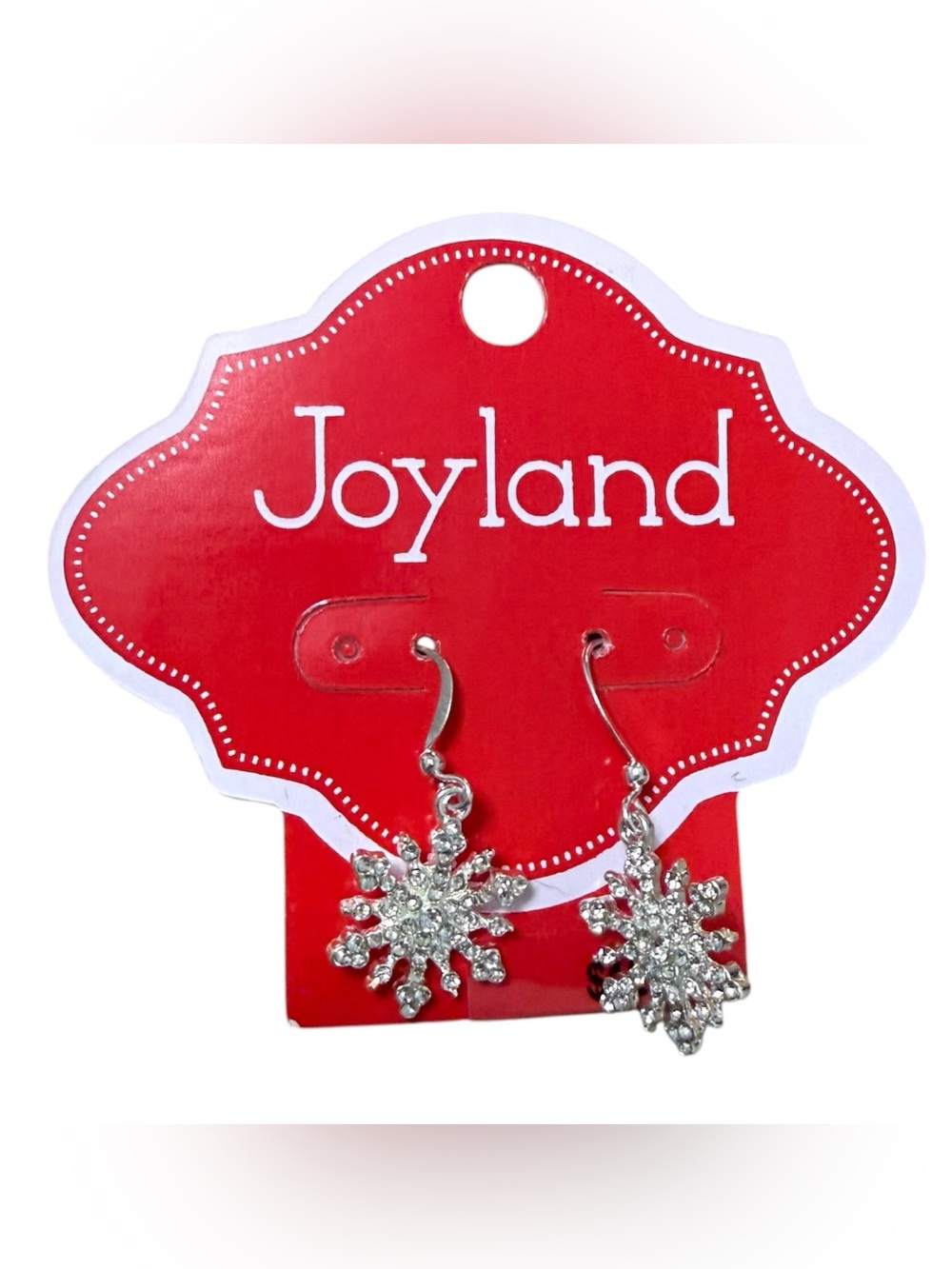 Joyland Silver Rhinestone Snowflake Dangle Earrings Christmas Holiday NEW Winter